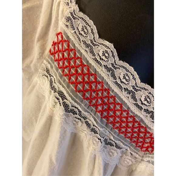 Glencraft Lingerie Union Tag Made in USA gown medium white red #29354 - Picture 4 of 8